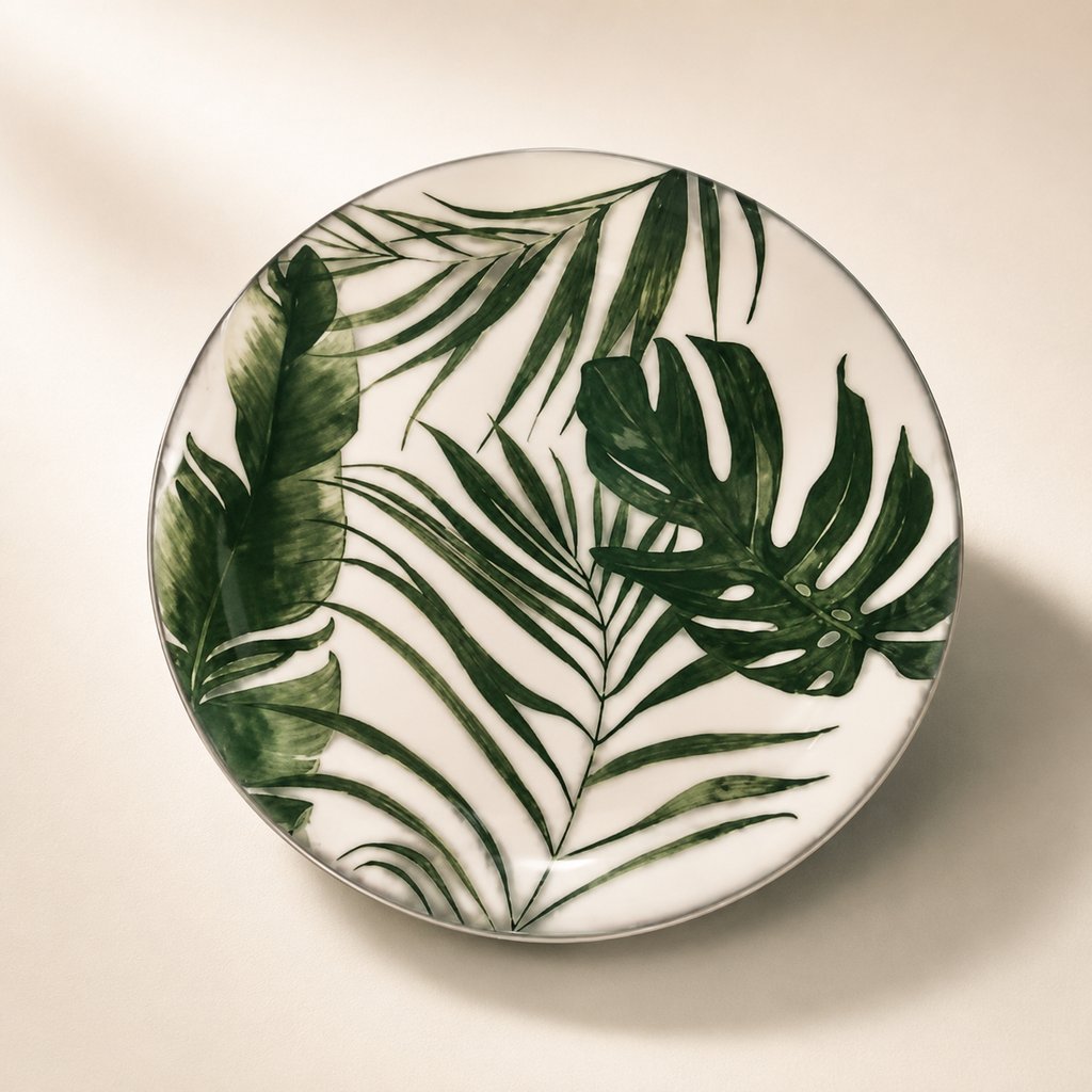 ASSIETTE CREUSE PALME VERT D20CM