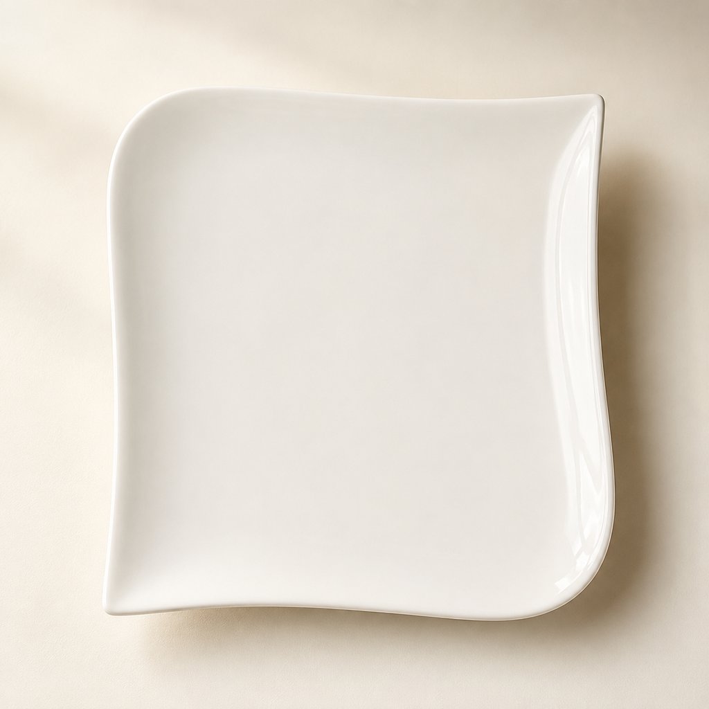 ASSIETTE PLATE CARRÉE VAGUE D26CM