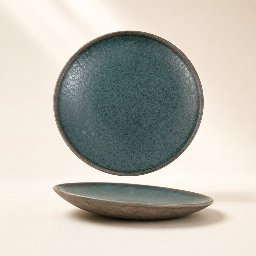 ASSIETTE ROND VERT D'EAU  23*22.3*3.8CM
