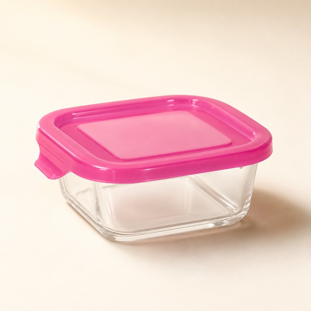 BOITE CARRE EN VERRE A COUVERCLE PLAST 0,3L CT12
