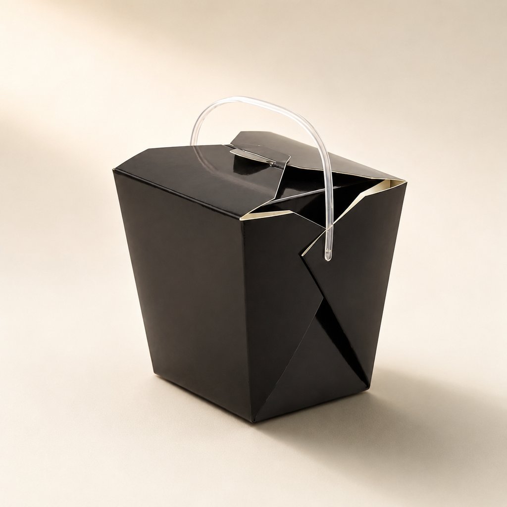 BOITE CARREE NOIRE 415ML/16OZ POIGNEE RONDE PLASTIQUE X450 (9X50PCS)