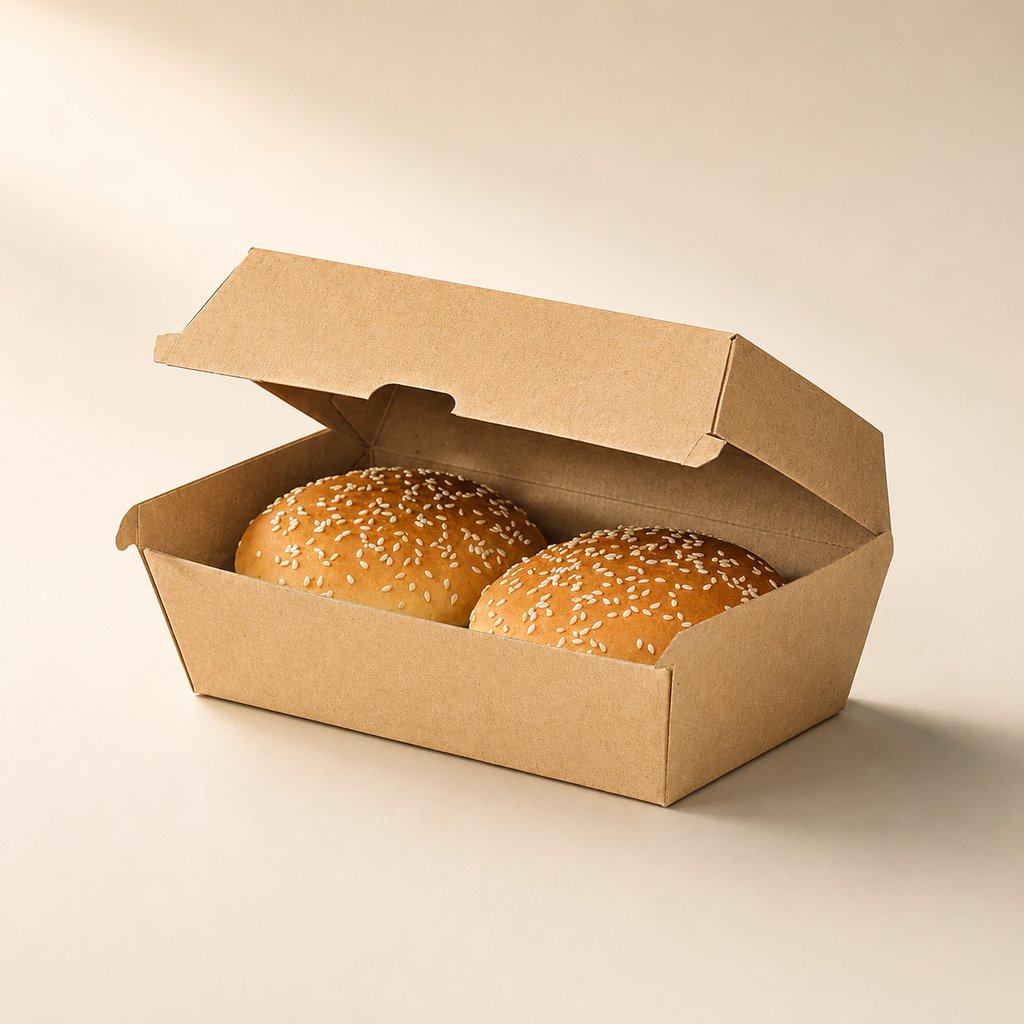 BOITE HAMBURGER KRAFT BRUN 225X125X82MM X200PCS (8X25PCS)