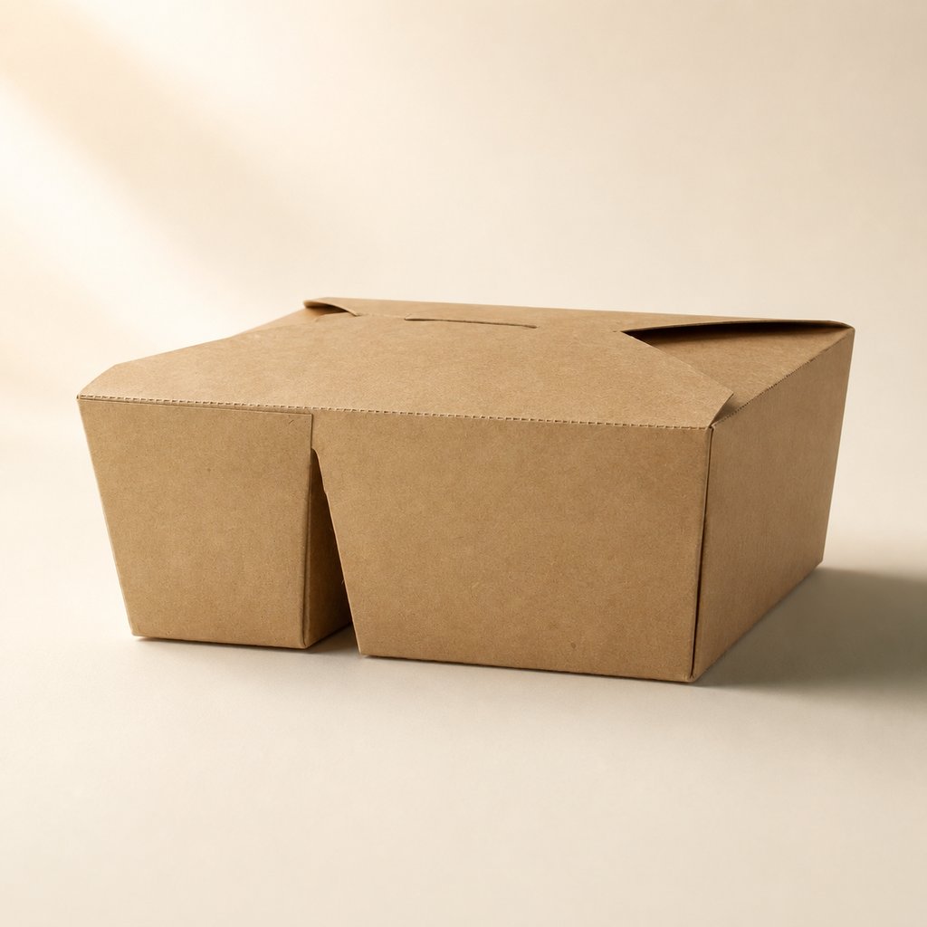 BOITE REPAS CARTON KRAFT 2-COMPARTIME X200 PCS (4X50PCS)-214X160X47MM
