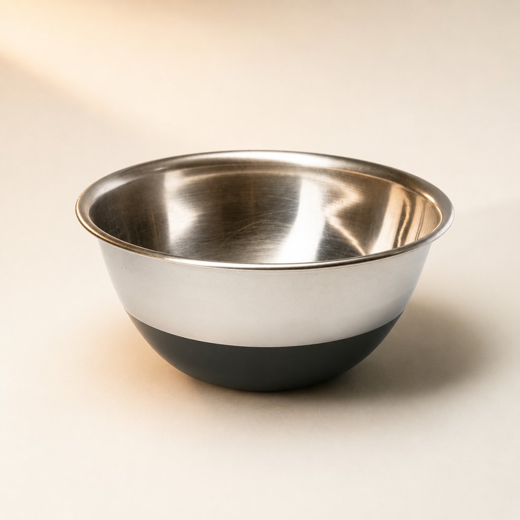 BOL MÉLANGEUR CAOUTCHOUC ET INOX Ø 14 CM H 6 CM AVEC BASE ANTIDÉRAPANTE