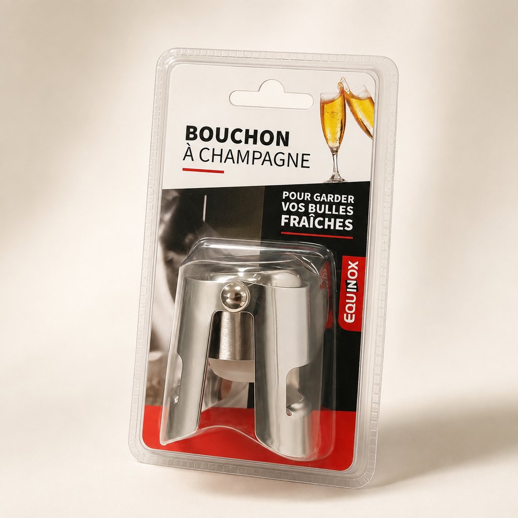 BOUCHON À CHAMPAGNE INOX ET SILICONE