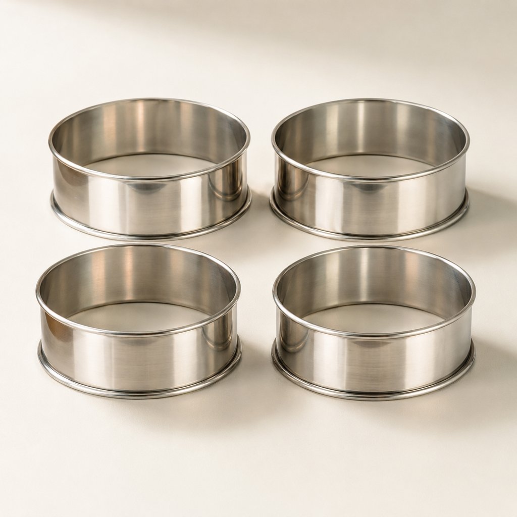 CERCLE PATISSERIE INOX LE LOT DE 4 PIECES 8.5 CM H 2.5 CM