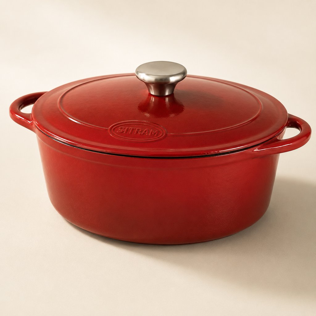 COCOTTE 6.5L SITRAM FONTE D'ACIER EMAILLEE OVALE  TRADIFONTE 33X25CM H13.5CM