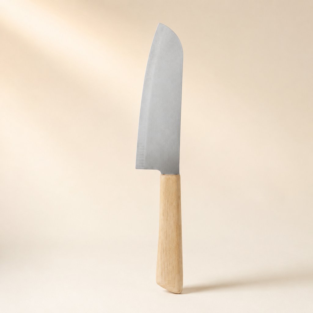COUTEAU SANTOKU INOX L 17 CM AVEC MANCHE EN HÉVÉA