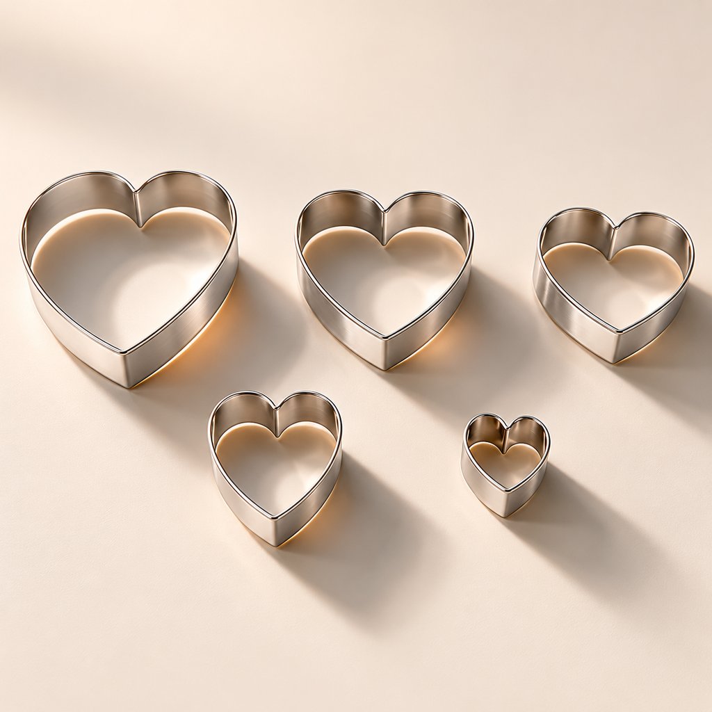 EMPORTE PIÈCE INOX FORME CŒUR ET FLEUR LE LOT DE 6 PIÈCES L 9.5 CM L 9.5 CM H 2 CM