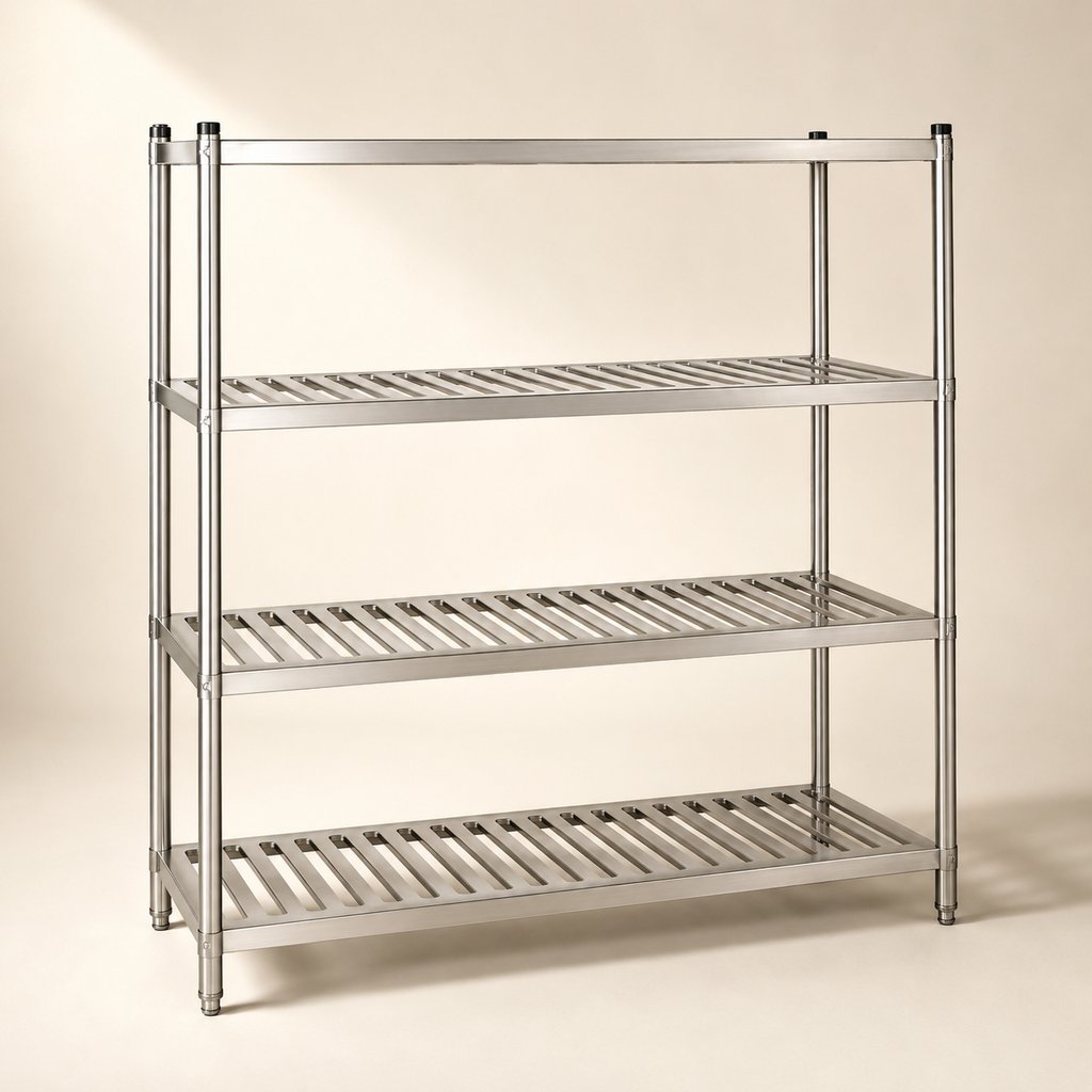 ETAGERE INOX A 4 ETAGES PERFOREE 150X48X154CM