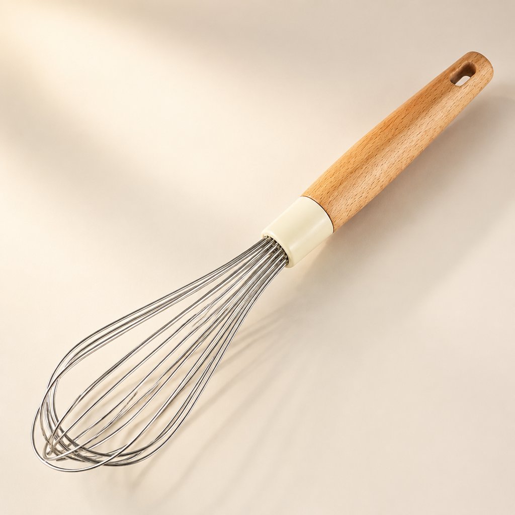 FOUET INOX GAMME TROUVAILLES DE GRAND-MERE L 26 CM L 6.5 CM AVEC MANCHE EN HÊTRE