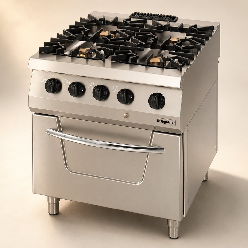FOURNEAU GAZ 4 FEUX SUR FOUR GAZ 800*700*850MM