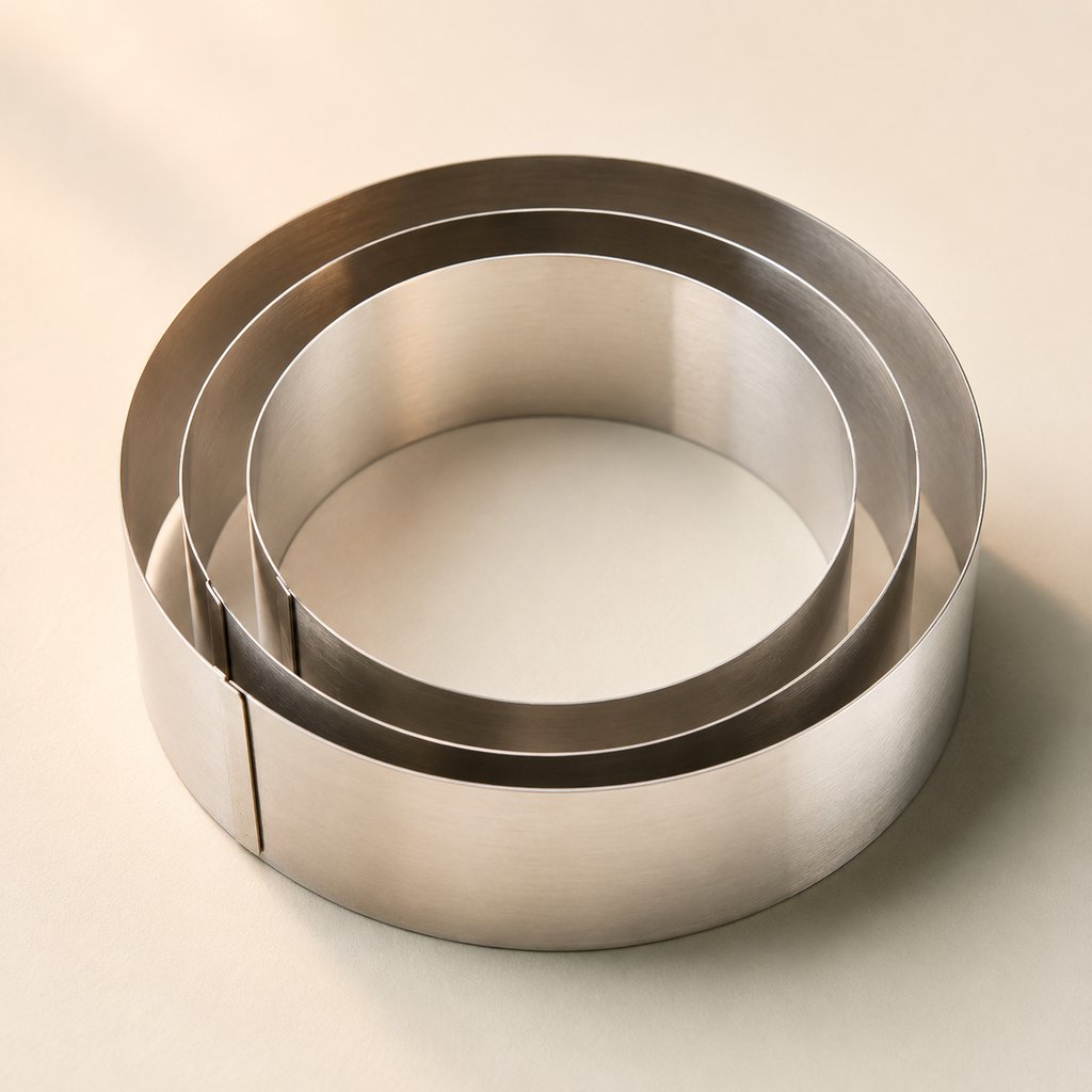 MOULE A GATEAU INOX FORME RONDE LE LOT DE 3 PIECES Ø 20-24-26 CM H 5 CM"