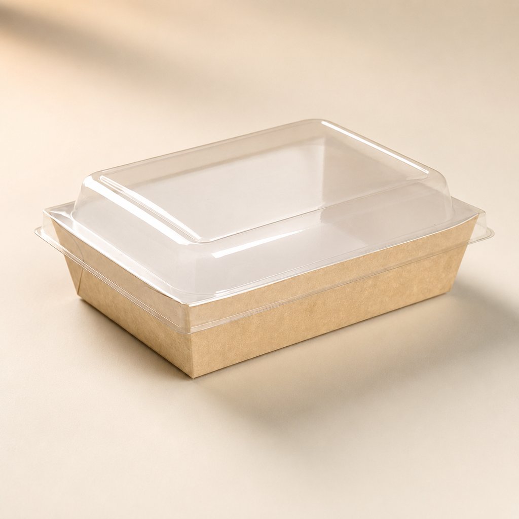 PANIER A SALADE KRAFT BRUN 220X170X40MM + LID 210PANL851