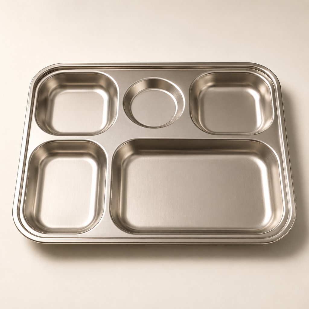 PLATEAU EN INOX 5 COMPARTIMENTS 30.8*24*2.2CM