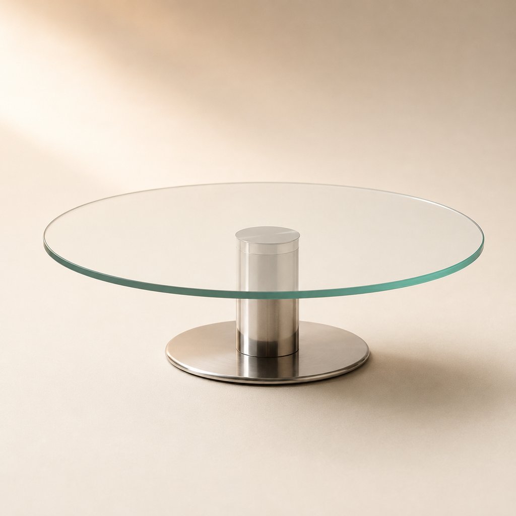 PLATEAU TOURNANT VERRE GAMME BAHIA 30 CM AVEC PIED MÉTAL