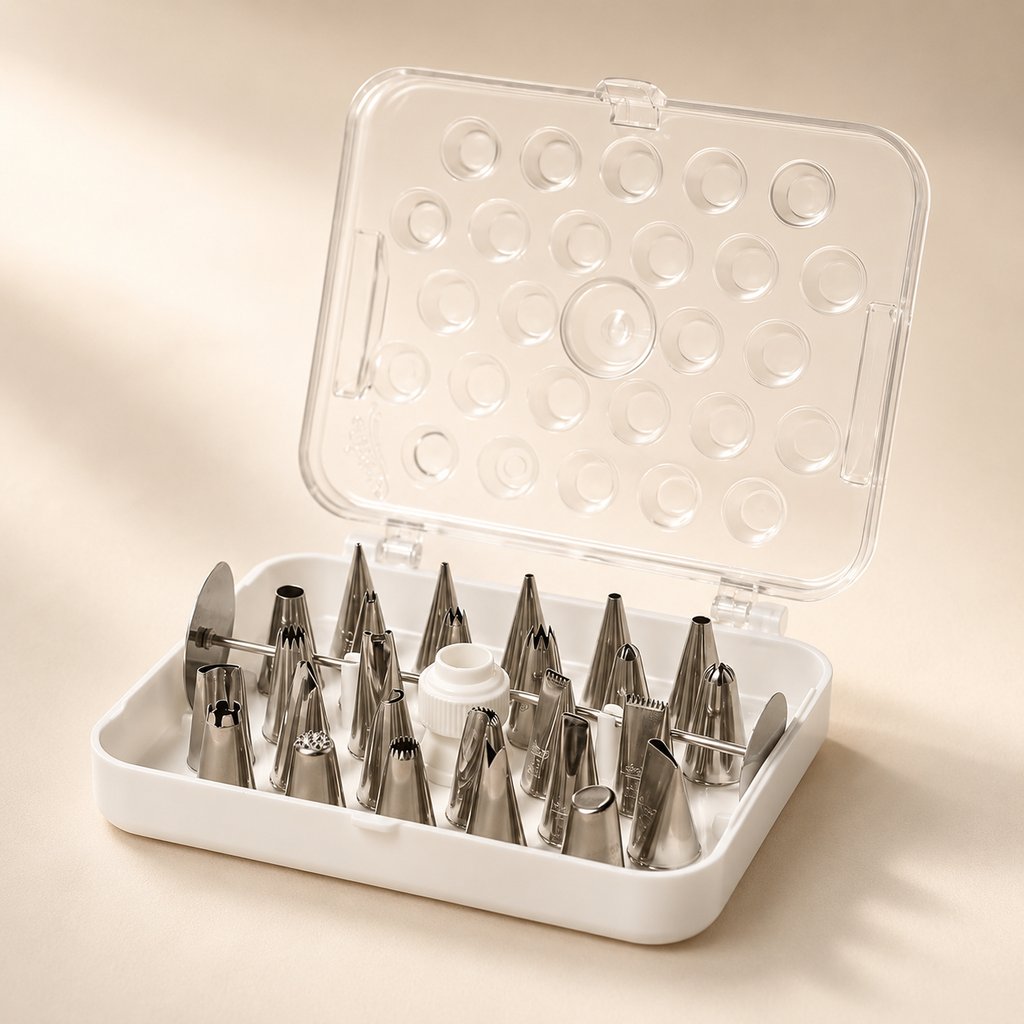 POCHE A DOUILLES COTON ET PLASTIQUE LE LOT DE 5 PIECES L 30.5 CM L 16 CM AVEC 18 EMBOUTS INOX, 2 TIGES INOX ET 2 CONNECTEURS PLASTIQUE