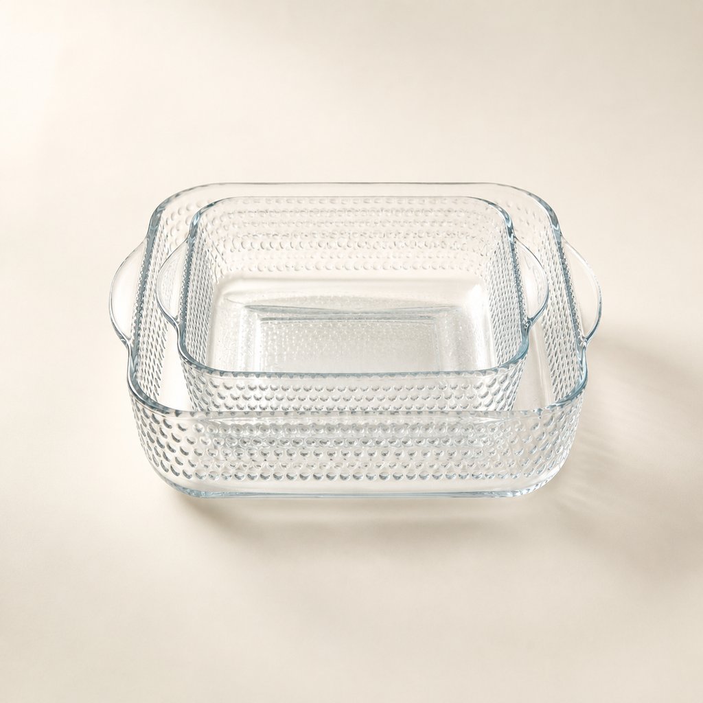 SET DE 2 PLATS CARRE A MOTIF POUR FOUR 22X22CM CT6