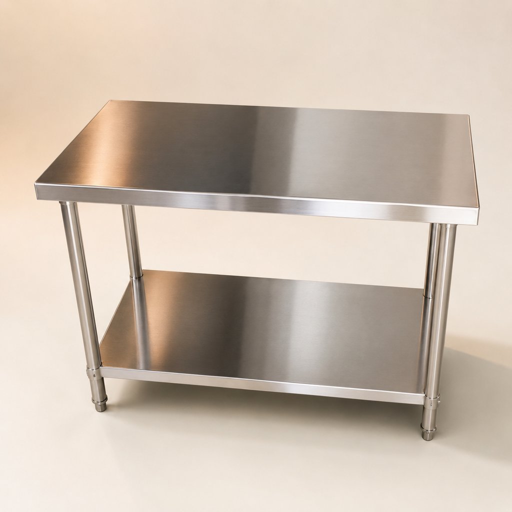 TABLE DE TRAVAIL INOX AVEC DOSSERET 1500X800X800 
