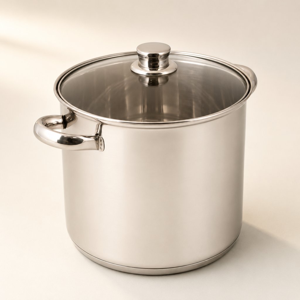 TRAITEUR 9 L INOX GAMME OLYMPE Ø 24 CM H 20 CM AVEC POIGNÉE EN INOX AVEC COUVERCLE VAPEUR EN VERRE ÉPAISSEUR CORPS 0.5 MM ÉPAISSEUR FOND 2.5 MM TOUS FEUX DONT INDUCTION