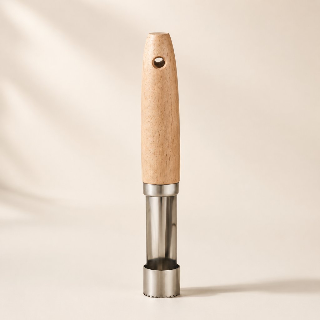 VIDE POMME BOIS ET INOX GAMME TROUVAILLES DE GRAND-MÈRE L 20.5 CM AVEC MANCHE EN HÊTRE