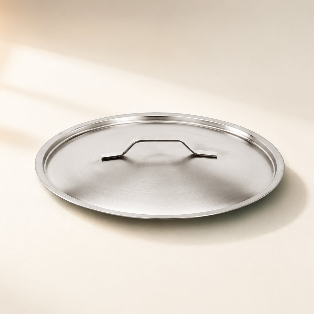 COUVERCLE PLAT SATINE, BORD RENFORCE INOX 40CM