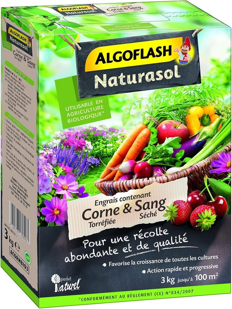 ENGRAIS CORNE TORRÉFIÉE ET SANG SÉCHÉ - ALGOFLASH NATURASOL