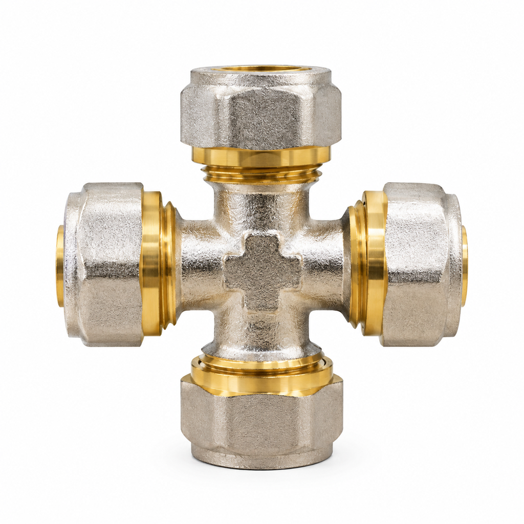 RACCORD EN CROIX MULTICOUCHE A COMPRESSION D16*4