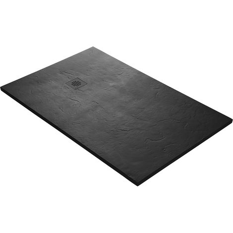 RECEVEUR IMITATION ARDOISE HAUTE DENSITE - 120 X 80 CM - 9005 NOIR AVEC CANIVEAU LINEAIRE