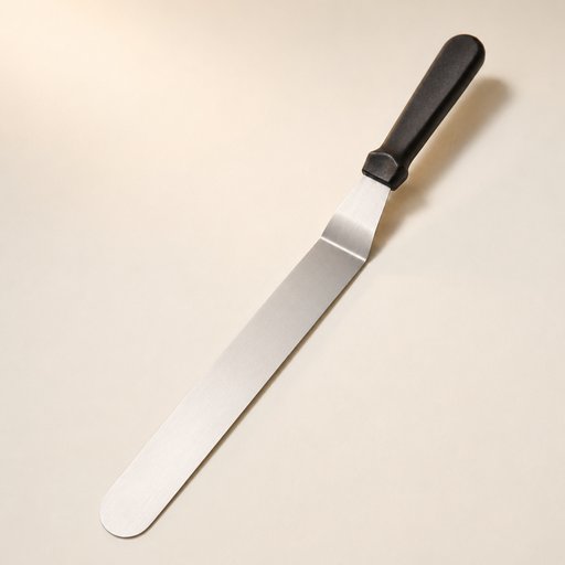 "SPATULE À NAPPAGE INOX L 33 CM L 3 CM AVEC MANCHE PLASTIQUE"