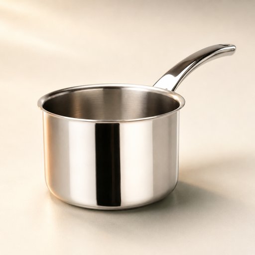 CASSEROLE SITRAM INOX D16 CM H8 CM AVEC MANCHE EN INOX RIVETE EP CORPS 0.7MM EP FOND 4MM