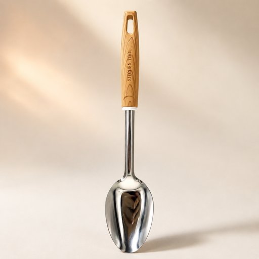 CUILLÈRE À SERVIR BOIS ET INOX GAMME TROUVAILLES DE GRAND-MERE L 34 CM AVEC MANCHE EN HÊTRE