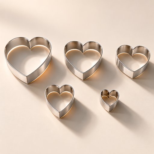 EMPORTE PIÈCE INOX FORME CŒUR ET FLEUR LE LOT DE 6 PIÈCES L 9.5 CM L 9.5 CM H 2 CM
