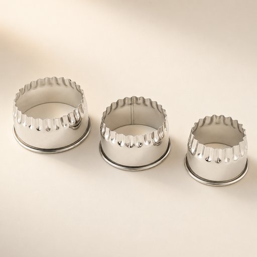 EMPORTE PIECE INOX FORME TARTELETTE LE LOT DE 3 PIÈCES Ø 8.5-7-6 CM H 3.5 CM