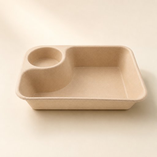 PLATEAU RECT PULPE BRUN COMP SAUCE 850ML 218X165X45MM - X300 (6X50 PCS)