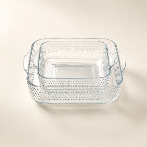 SET DE 2 PLATS CARRE A MOTIF POUR FOUR 22X22CM CT6