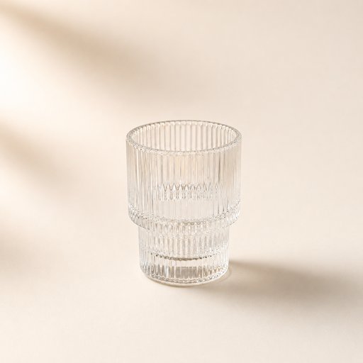 VERRE A EAU STRIE TRANSPARENT HIGH: ：9CM DIAMETER: ：6.8CM 180ML